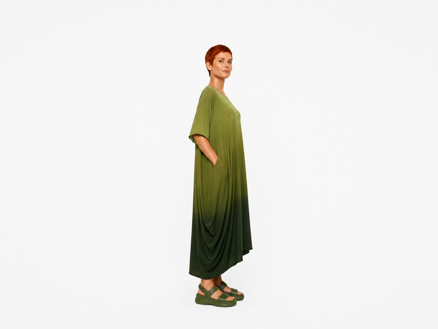 Vestido Pipa Degradê Musgo - Imagem 2